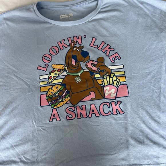 Scooby Doo Lookin Like A Snack Blue Womens Large L Cropped Soft Tee Shirt - Picture 2 of 6